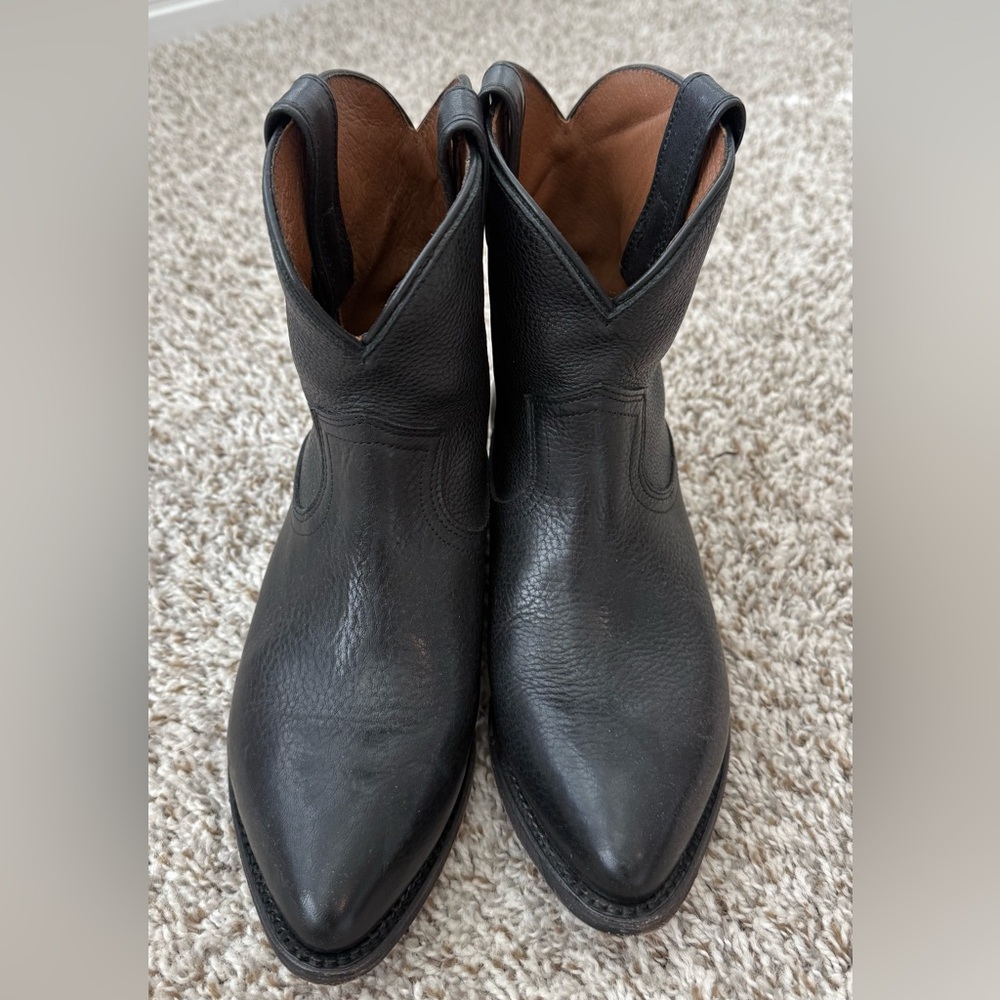 Frye Black Billy Short Heeled Leather Boots - Picture 8 of 9
